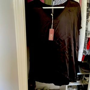 Chocolate brown V-neck blouse